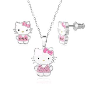 Rhinestone Hello Kitty Necklace Set